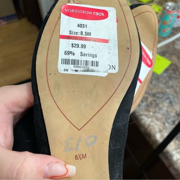 NWT Halogen Black Strappy Pointed Toe Flats - Picture 7 of 7